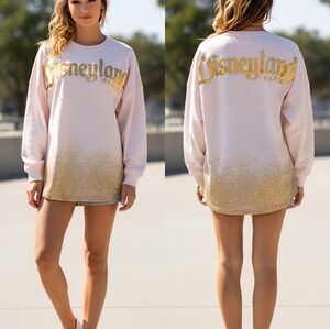 Disneyland Resort Spirit Jersey Pink Chamagne Gold Glitter Long Sleeve *Rare*